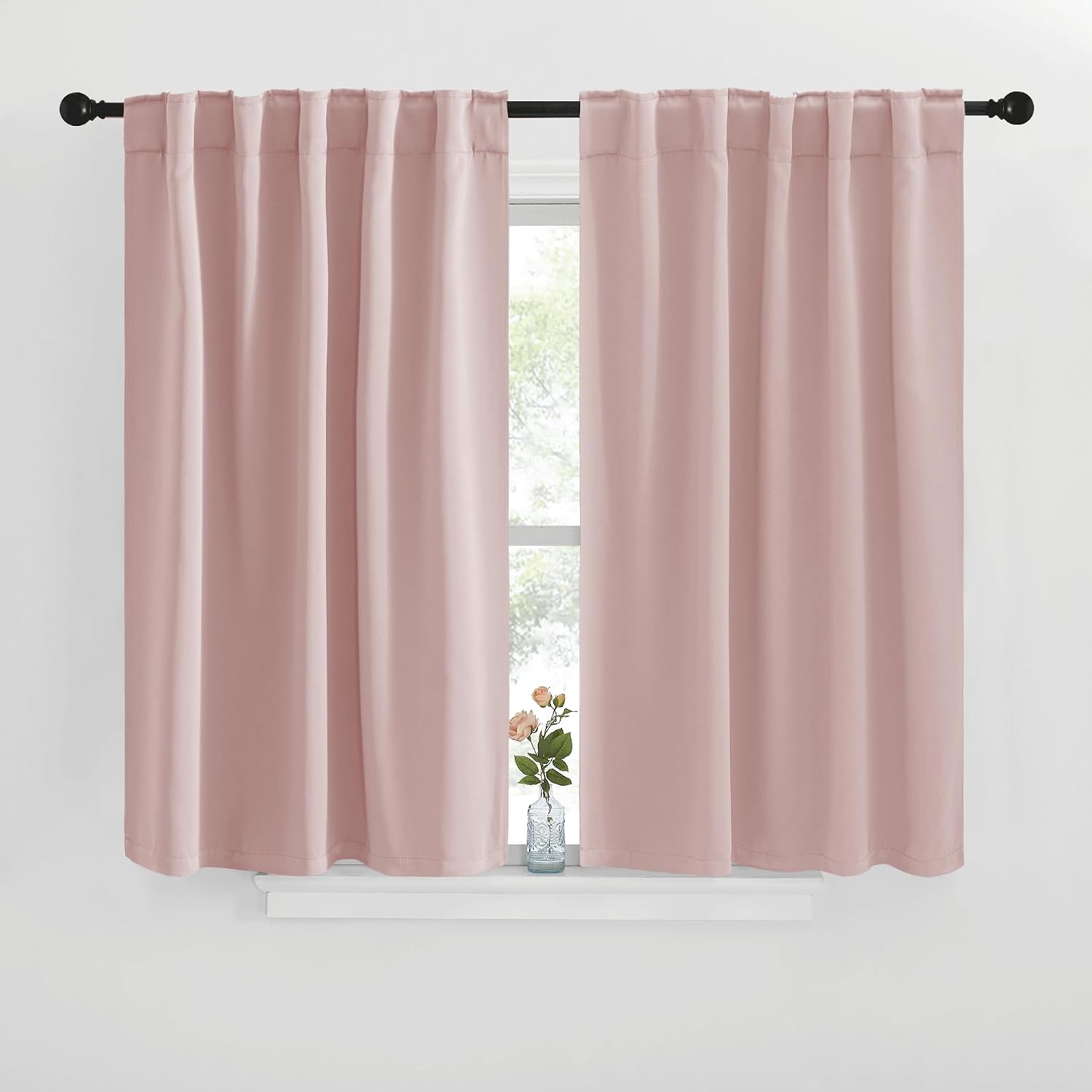 NICETOWN Window Treatment Blackout Curtains and Draperies - (Blush Pink Color) 42x40 inch, 2 Panels, Room Darkening Blackout Panel Drapes…