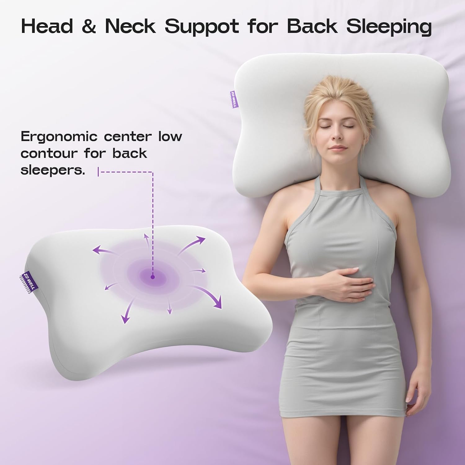 Zz-Well Side Sleeper Pillows - Patented Cervical Neck Pillow for Sleeping with Cooling & Removable Cover- High Loft Heavy Density Memory Fo…