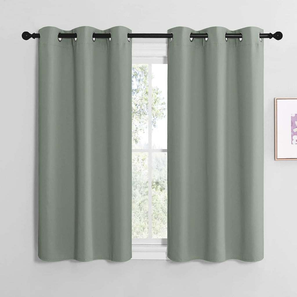 NICETOWN Greyish Green Room Darkening Curtains for Kitchen, Window Treatment Thermal Insulated Solid Grommet Room Darkening…