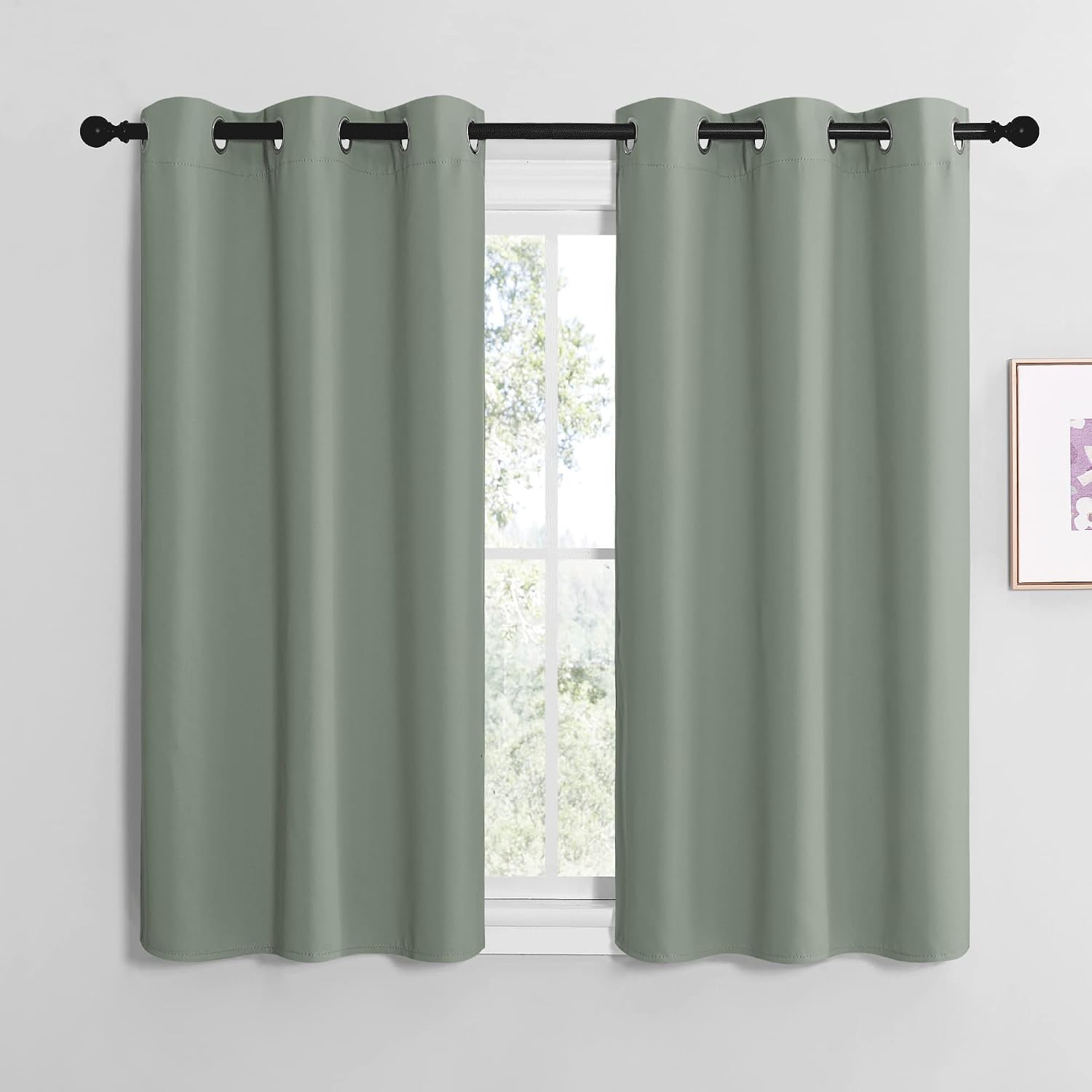 NICETOWN Greyish Green Room Darkening Curtains for Kitchen, Window Treatment Thermal Insulated Solid Grommet Room Darkening…