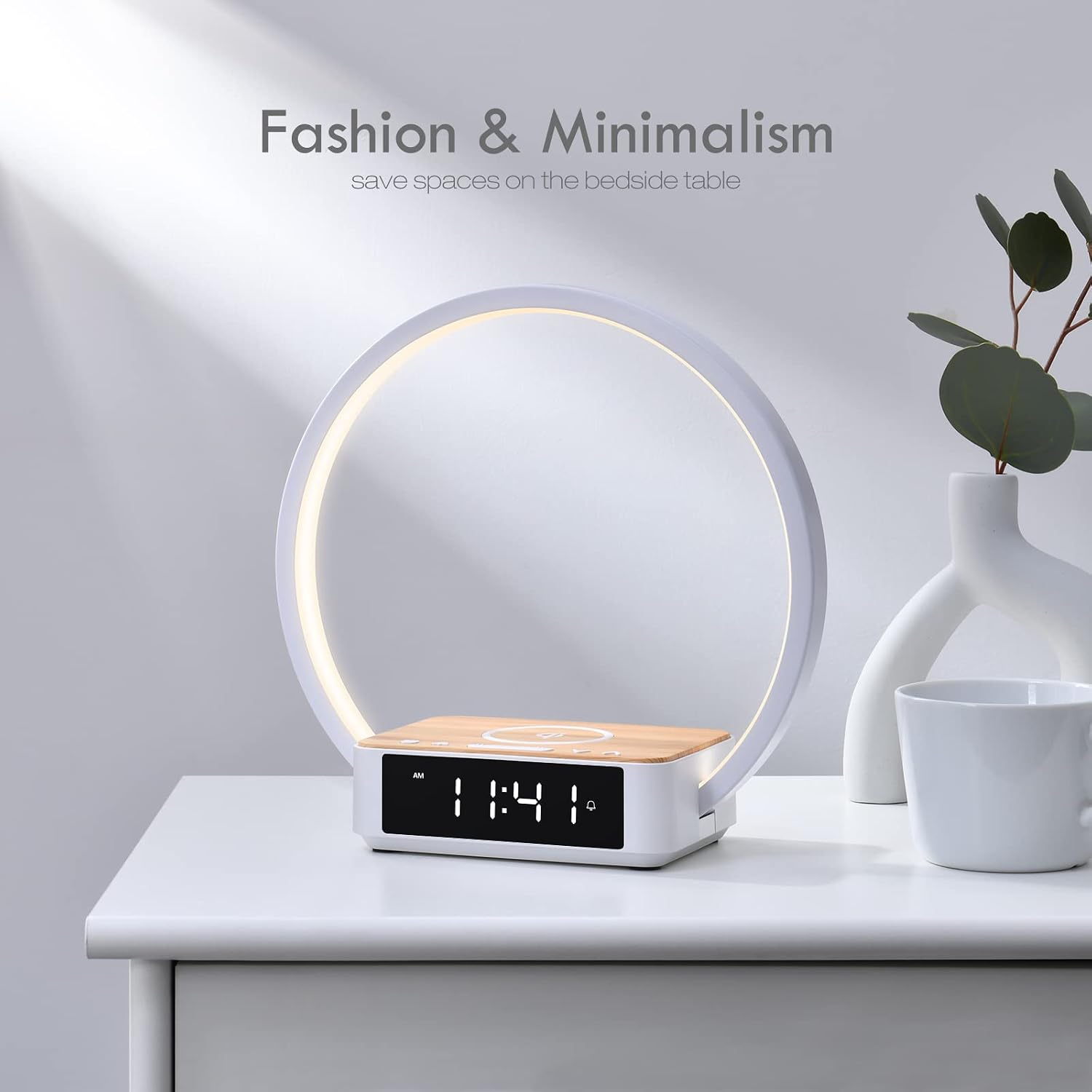Wilit Bedside Lamp with Alarm Clock, Touch Lamp with Wireless Charger, Nightlight for Bedroom, Sunrise Wake-up Light,3-Grade Dimmable, Birthday…