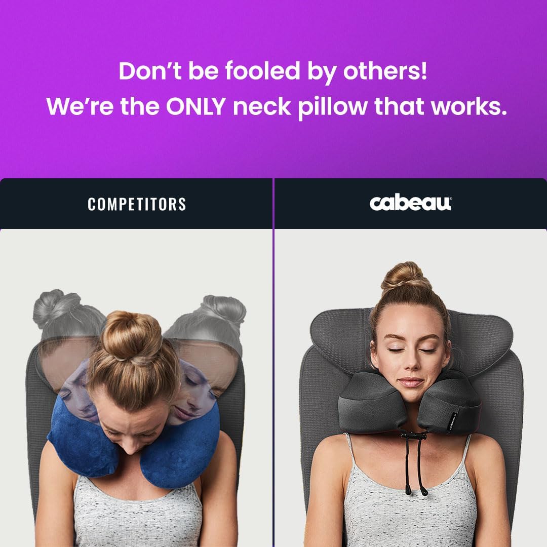 Cabeau Evolution S3 Travel Pillow - Memory Foam Neck Pillow for Airplane and Long Flights with Seat Straps for Head and Neck Support, 360…