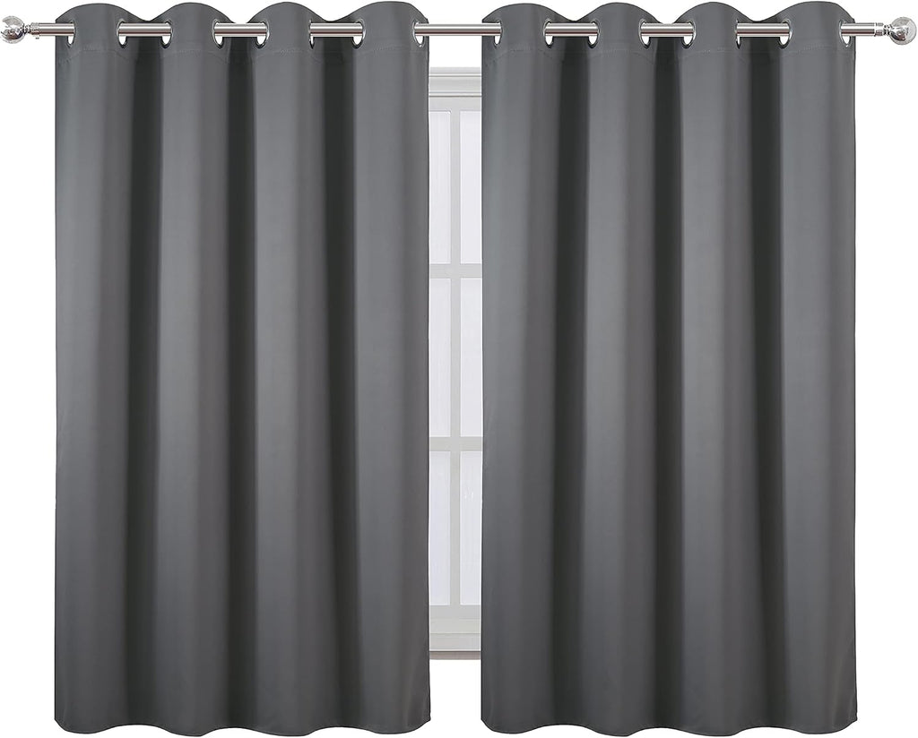 Lemomo Frost Grey Thermal Blackout Curtains/52 x 54 Inch/Set of 2 Panels Room Darkening Curtains for Bedroom 54 Inch Grey