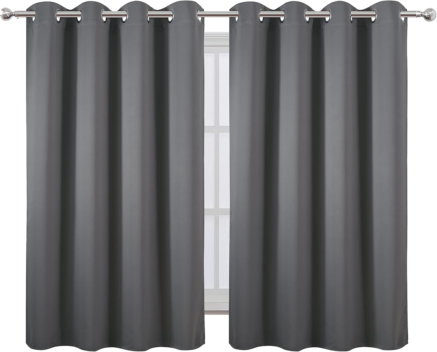 Lemomo Frost Grey Thermal Blackout Curtains/52 x 54 Inch/Set of 2 Panels Room Darkening Curtains for Bedroom 54 Inch Grey