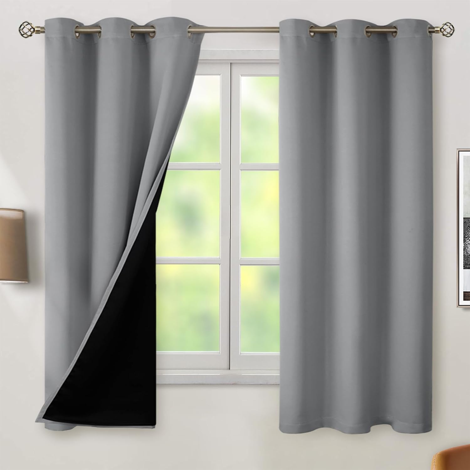 BGment Thermal Insulated 100% Blackout Curtains 63 Inch Length 2 Panels, Total Light Blocking Curtains for Bedroom, Grommet Window Drapes w…