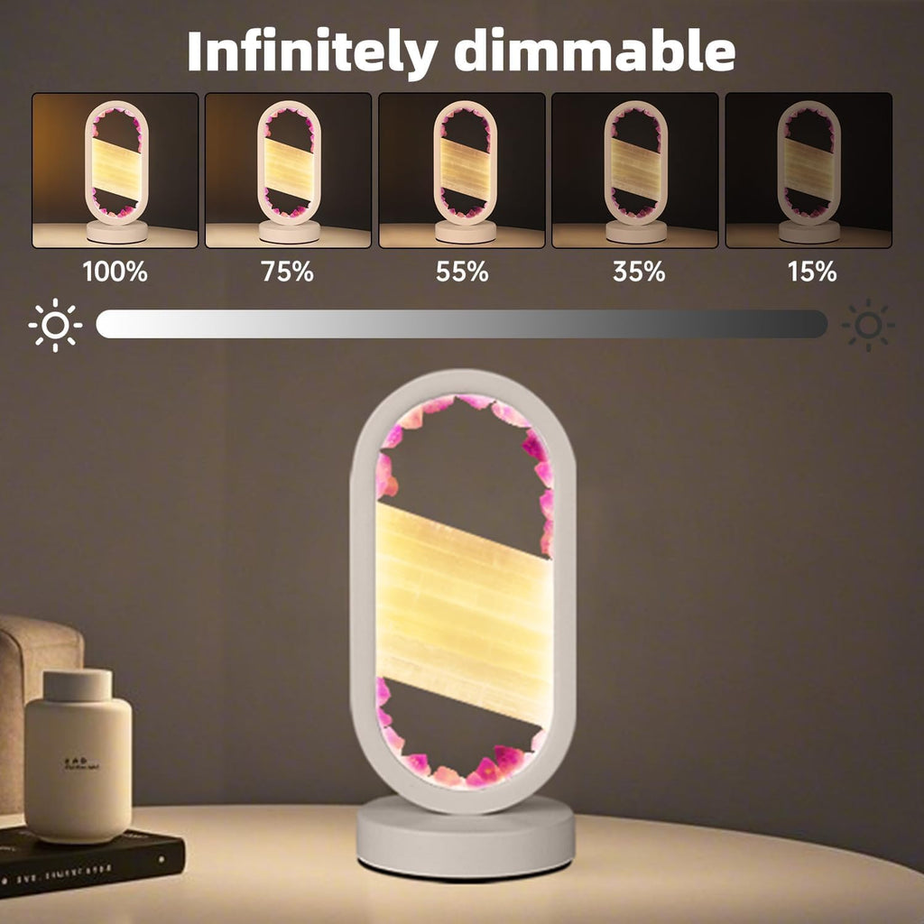 Natural Amethyst and Selenite Crystal Healing Night Table Lamp –3-Color Dimmable Mood Lighting for Meditation Relaxation and Restful…