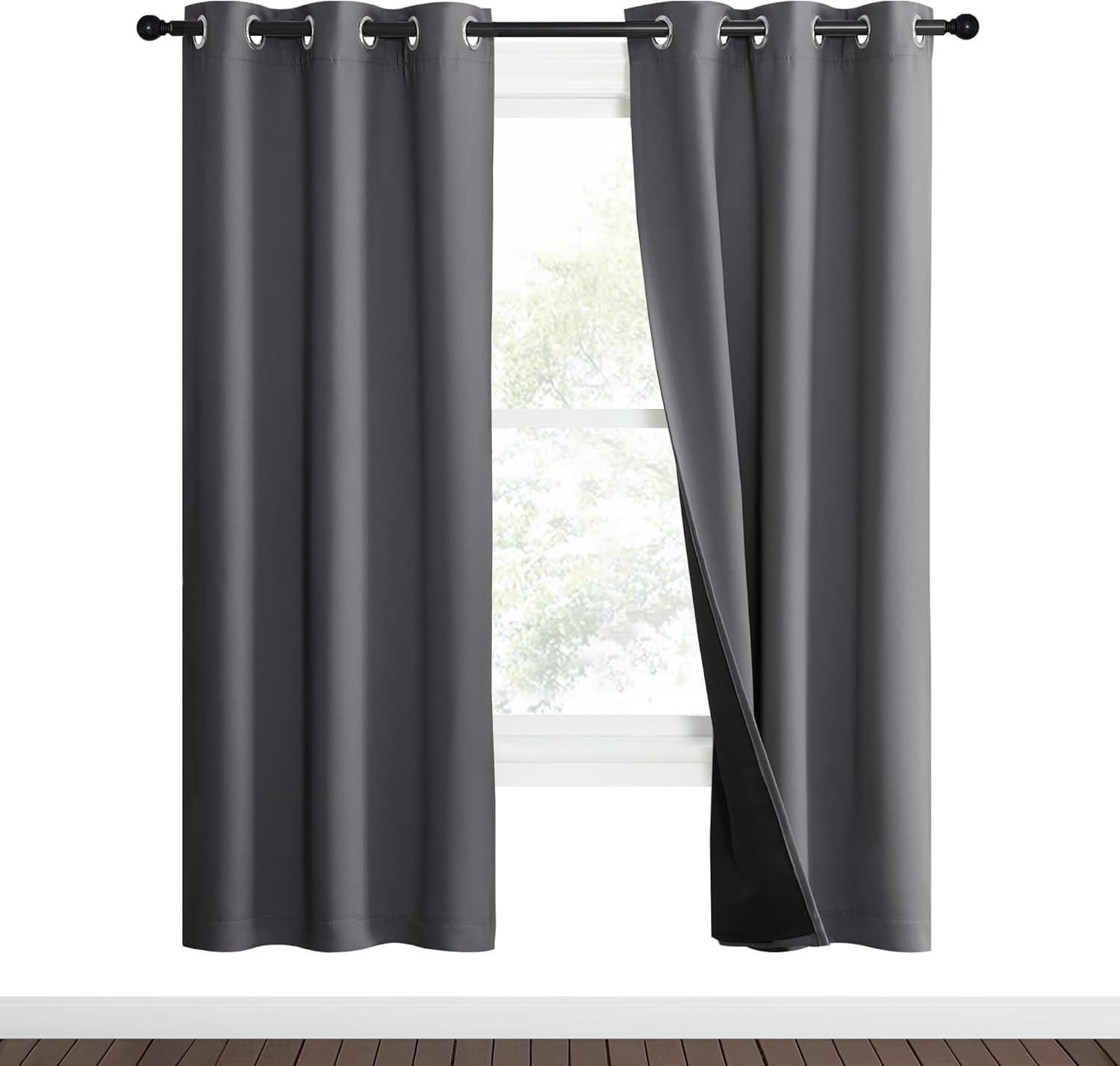 Nicetown Grey Full Shade Curtain Panels, 37" Wide x 70" Long, Gray, Pair of Thermal Insulated & Energy Efficiency Blackout Curtains for Liv…