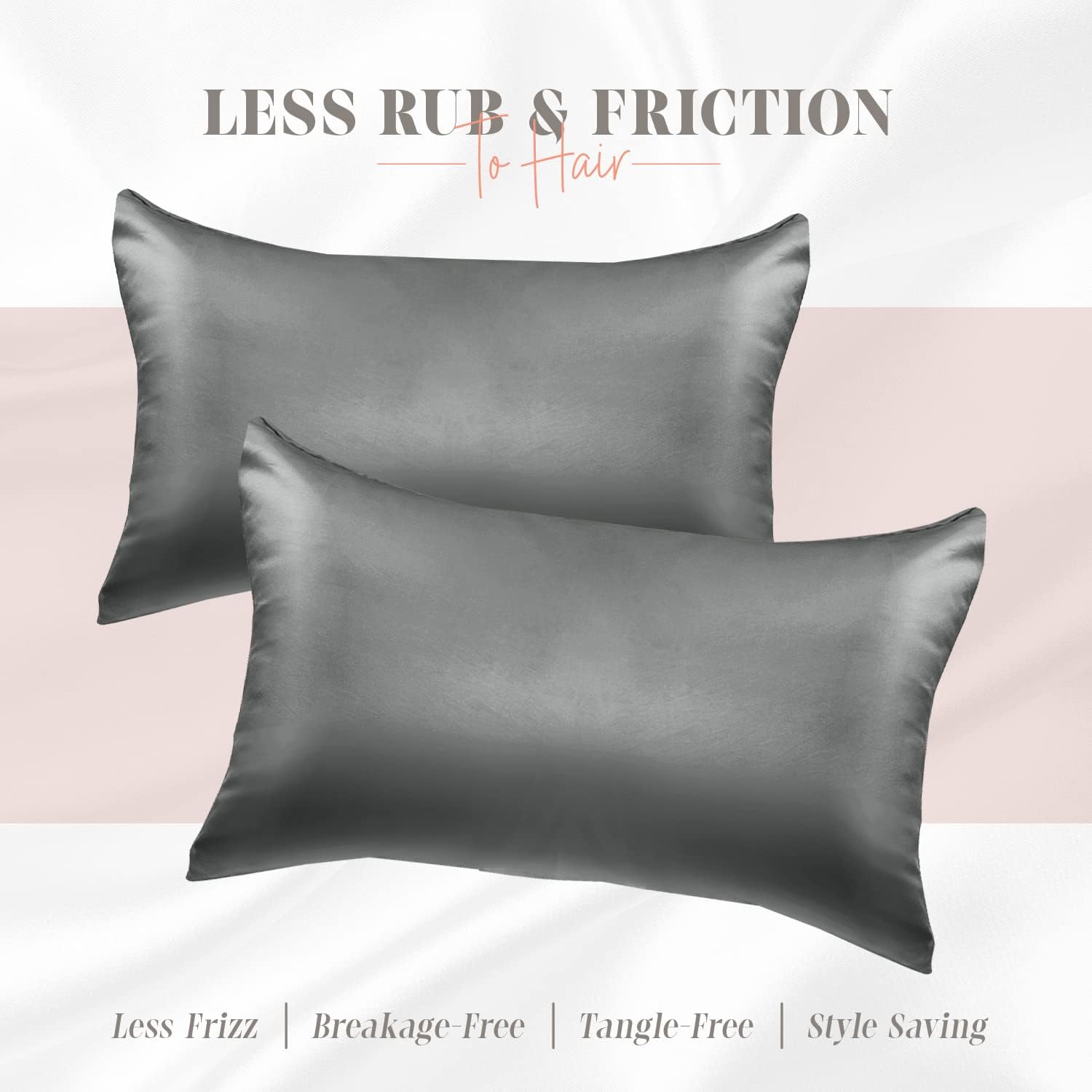 Elegantcomfort Elegant Comfort Silky and Luxurious 2-Piece Satin Pillowcase Set for Healthier Skin and Hair, Hidden Zipper Closure and Beau…