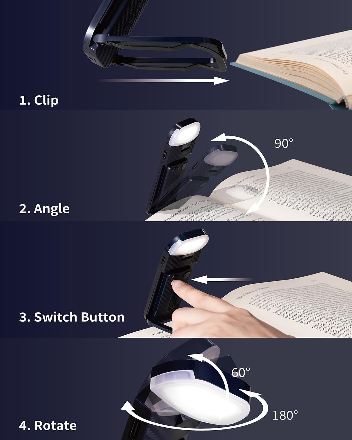HEMONNKAM Book Reading Light, Rechargeable Clip on Booklight, Eye Caring 3 Color Temperatures & 5 Brightness Levels, Night Use for Bed…