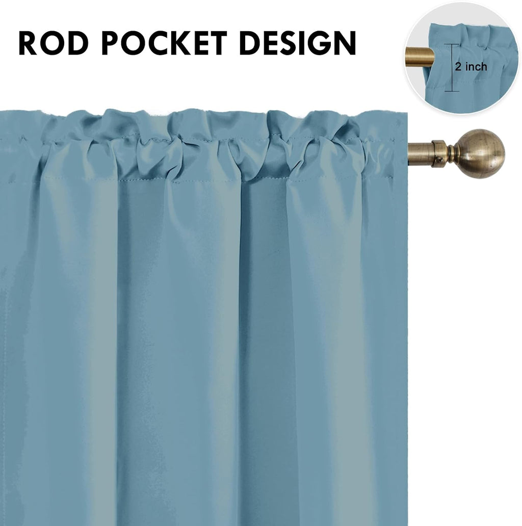 DWCN Blackout Curtains for Living Room Thermal Insulated, Energy Saving & Noise Reducing Bedroom Curtains, Stone Blue, W 42x L 72 Inch…