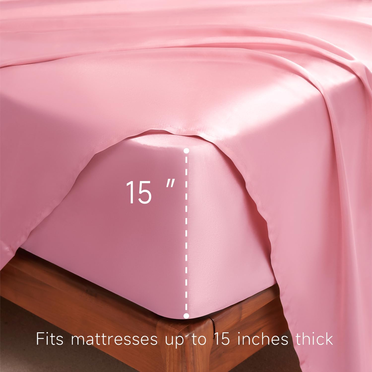 Golal Satin Sheets Full Size - 4 Pieces Luxury Silky Soft Bed Sheets, Wrinkle-Free Light Pink Satin Silk Sheet Set with 1 Deep Pocket Fitte…