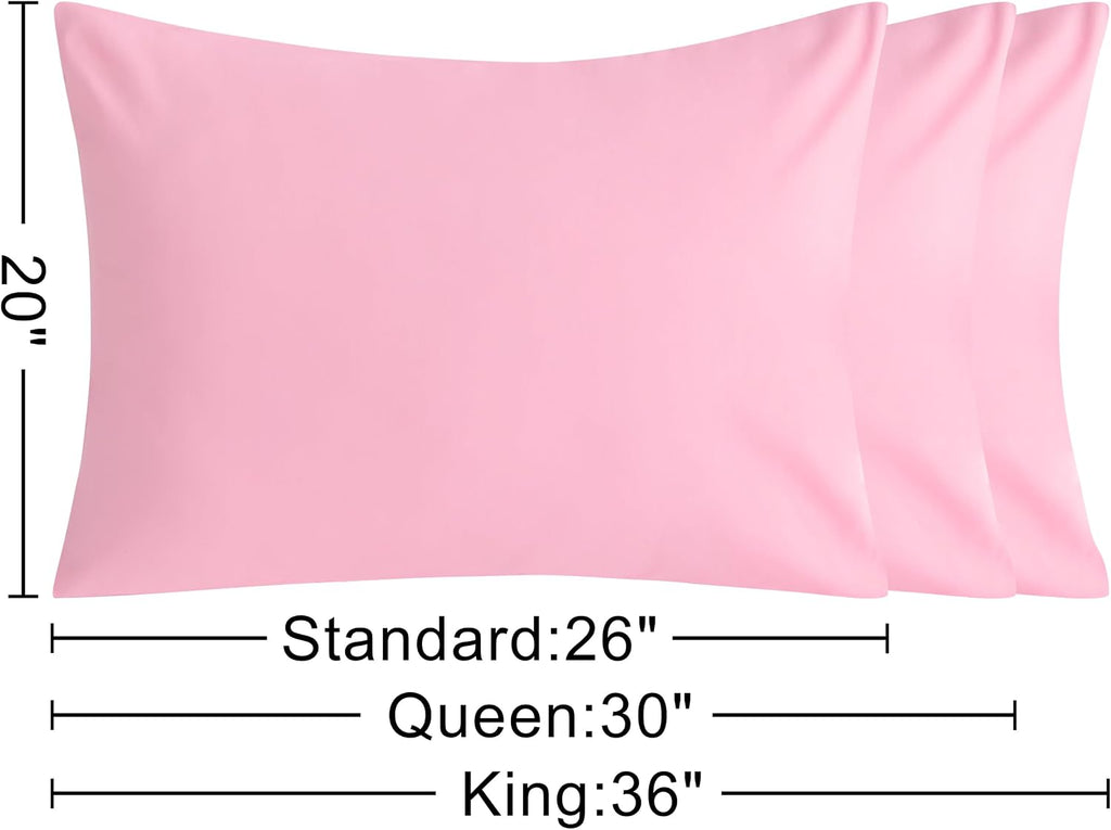Ntbay Queen Cotton Pillowcases - Envelope Closure 20x30 Pillowcases Set of 2, Breathable and Soft Bed Pillow Cases, Pink Cotton Pink