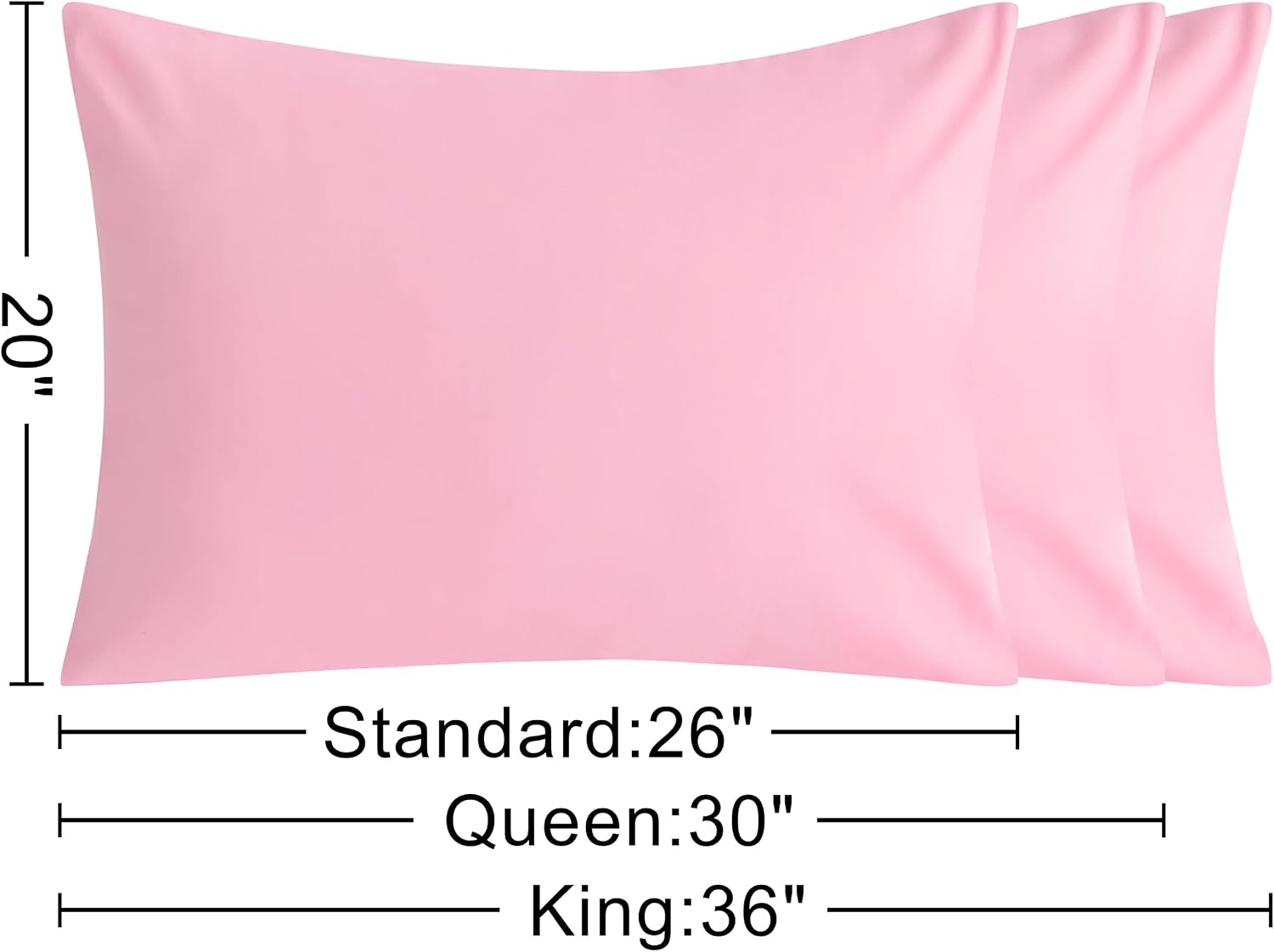 Ntbay Queen Cotton Pillowcases - Envelope Closure 20x30 Pillowcases Set of 2, Breathable and Soft Bed Pillow Cases, Pink Cotton Pink