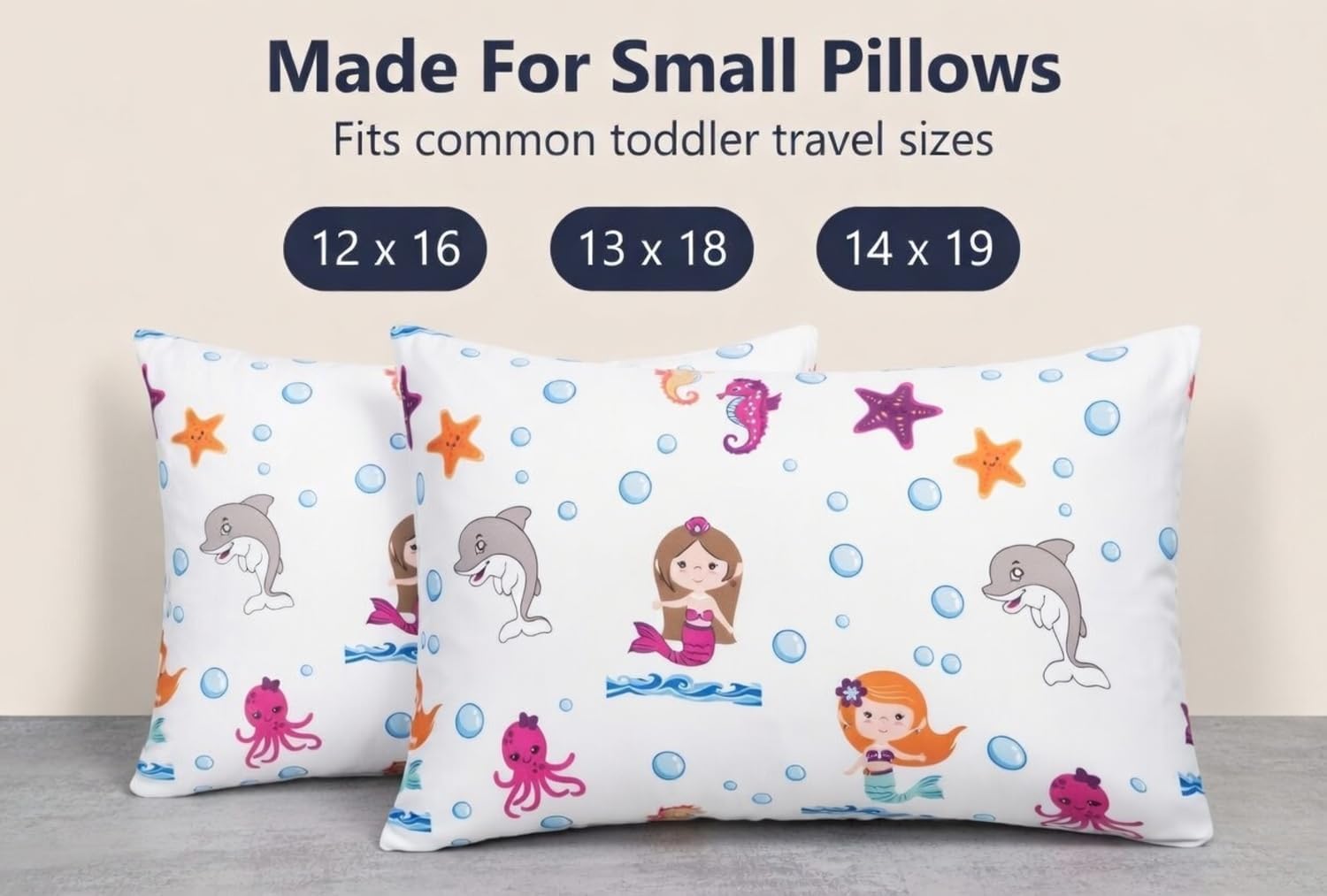 Everyday Kids 2-Pack Toddler Travel Pillowcases -100% Soft Microfiber, Breathable and Hypoallergenic - 14" by 20" Kids Pillowcases fits…