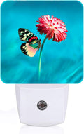Butterfly Pink Flower Night Light, Plug-in Night Lights with Dusk-to-Dawn Sensor for Stairway, Hallway, Bedroom Sleep Friendly Ideal for…