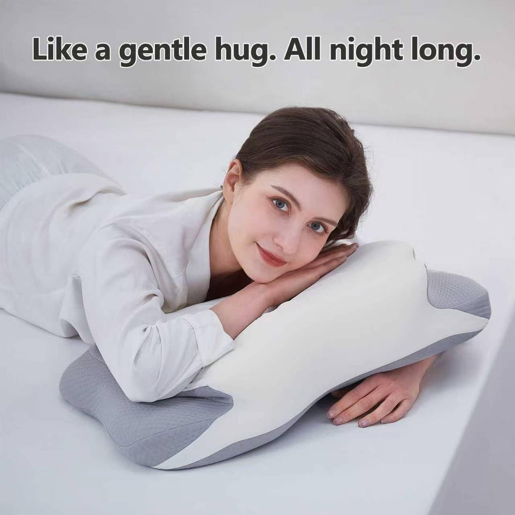 Fluzimir Cervical Pillow for Neck, 5.5"/4.3" Dual Loft Queen Size Memory Foam Pillow for Side, Back Sleepers with Broad Shoulders, Orthope…