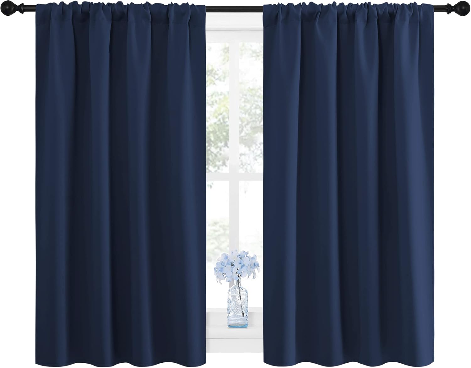 NICETOWN Curtains Blackout Draperies - Home Fashion Thermal Insulated Solid Drape Panels for Kid's Room, Privacy Window Dressing (Navy, 1…