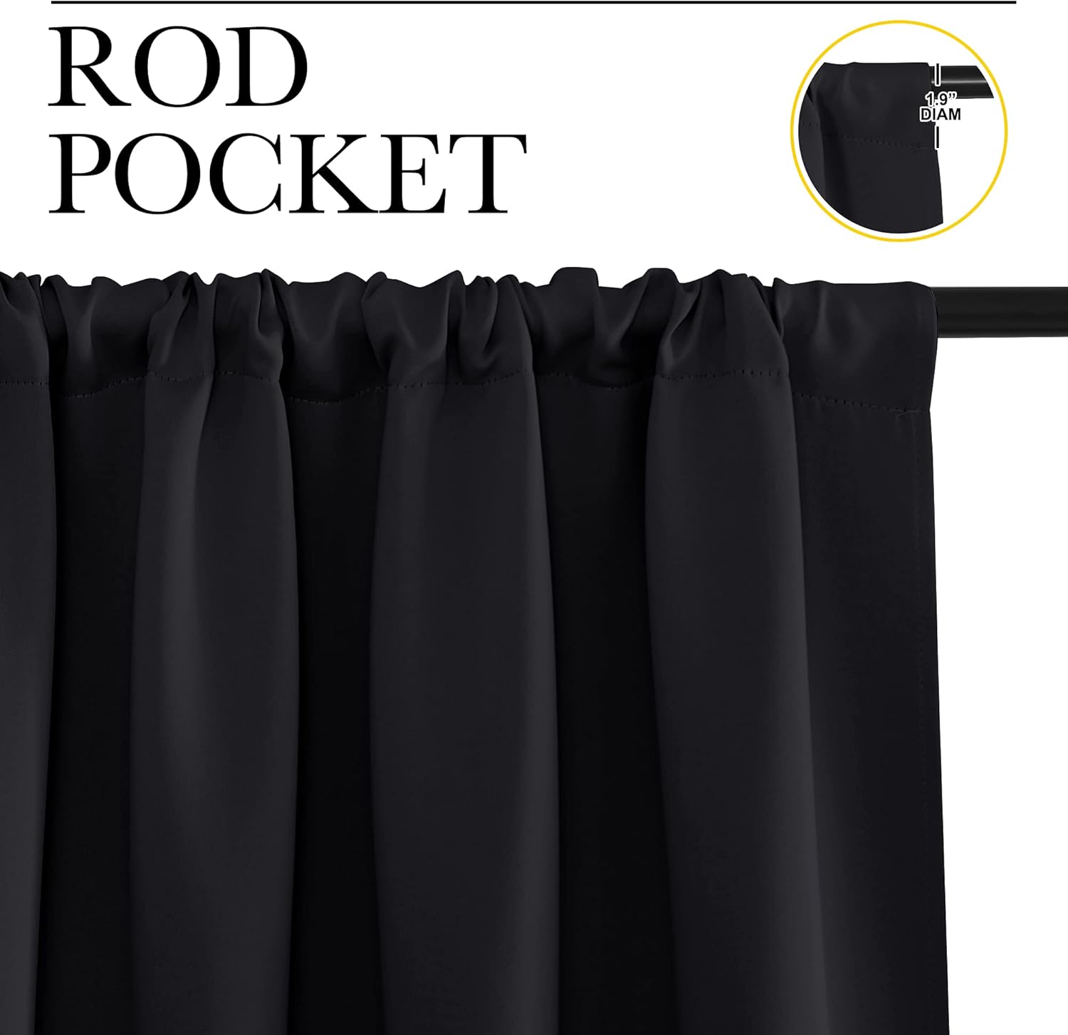 NICETOWN Black Blackout Curtain Blinds - Solid Thermal Insulated Window Treatment Blackout Drapes/Draperies for Bedroom (2 Panels, 42…