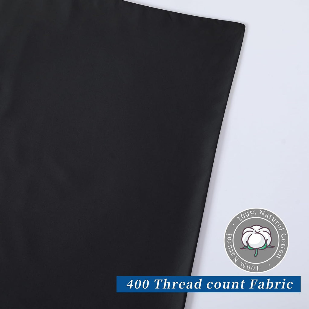 ZaizaiHome Pillow Cases Queen Size 4 Pcs,100% Egyptian Cotton 400 Thread Count Sateen Weave Black Pillowcases Queen Size, Quality Pillow Co…