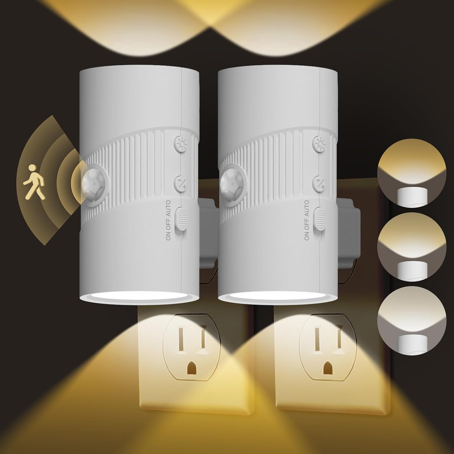 easuntec Motion Sensor Light Indoor, Night Lights Plug into Wall, Motion Sensor & Dusk to Dawn Sensor, 3 Light Modes, Dimmable Night Light…