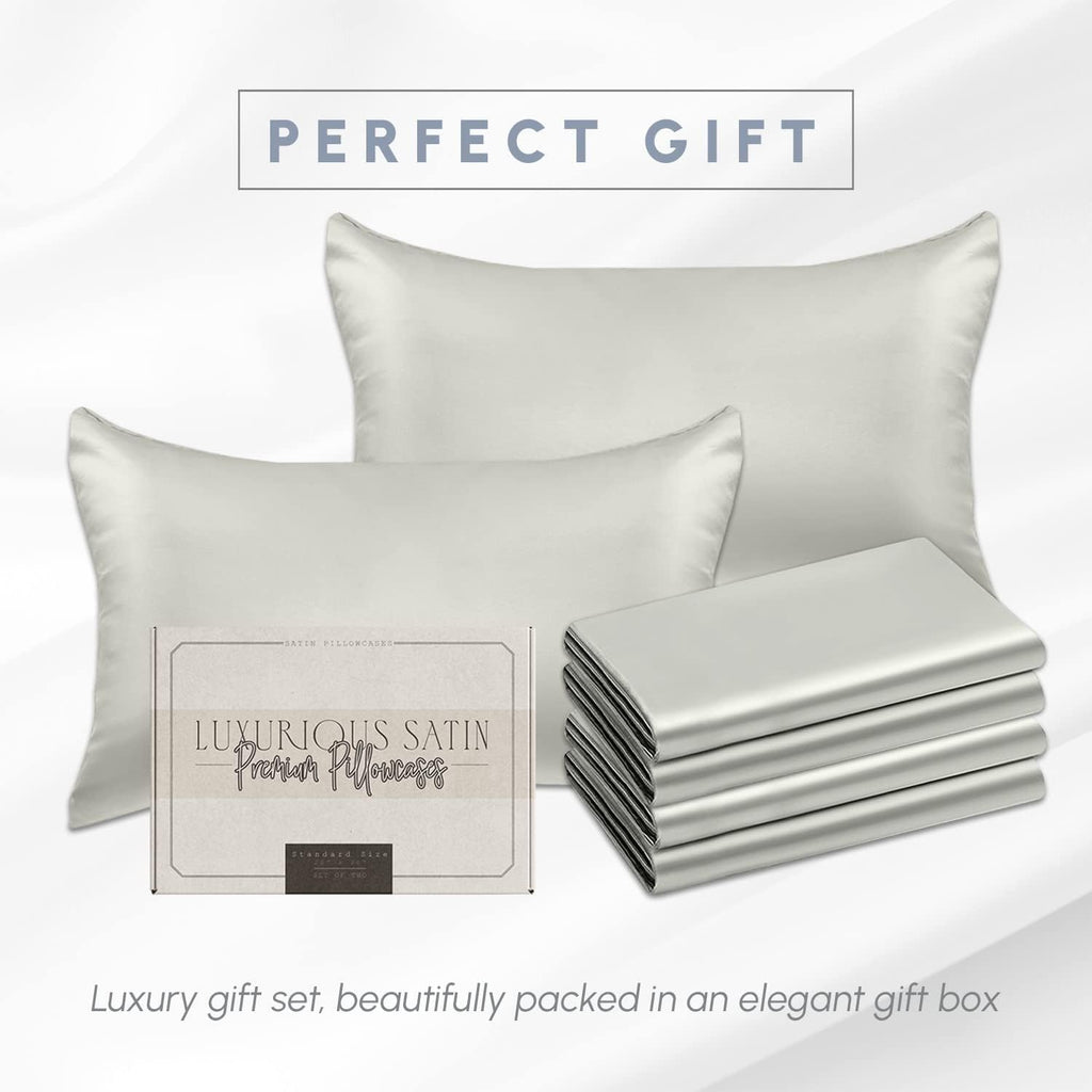 Elegantcomfort Elegant Comfort 6-Pack Cooling Viscose Satin Pillowcase Set with Hidden Zipper Closure, Silky Smooth for Hair and fabric…