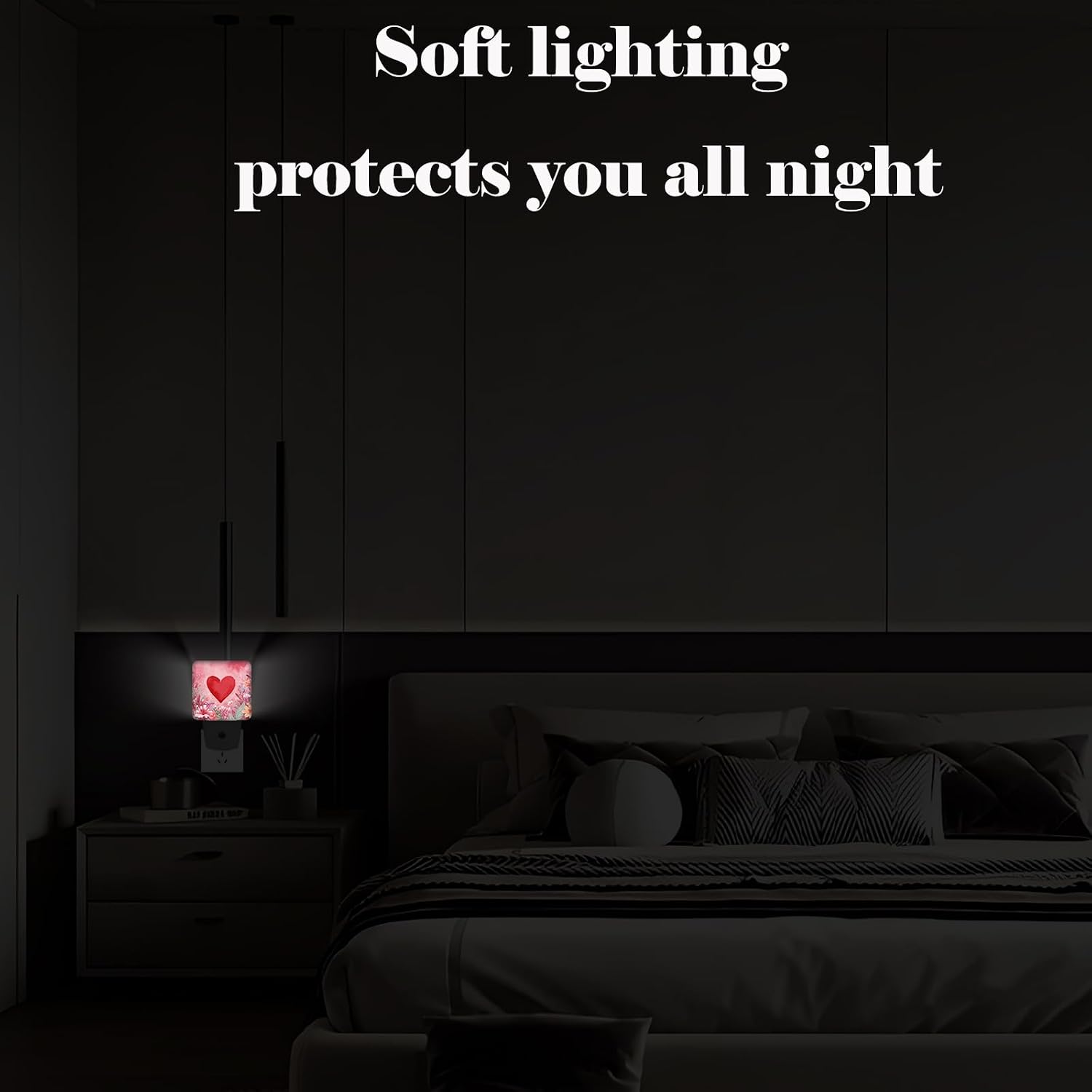 Red Love Hearts Night Light, Plug-in Nightlights Auto Sensor Night Lamp Dusk-to-Dawn Lamp Home Decor for Nursery Children Girls Boys