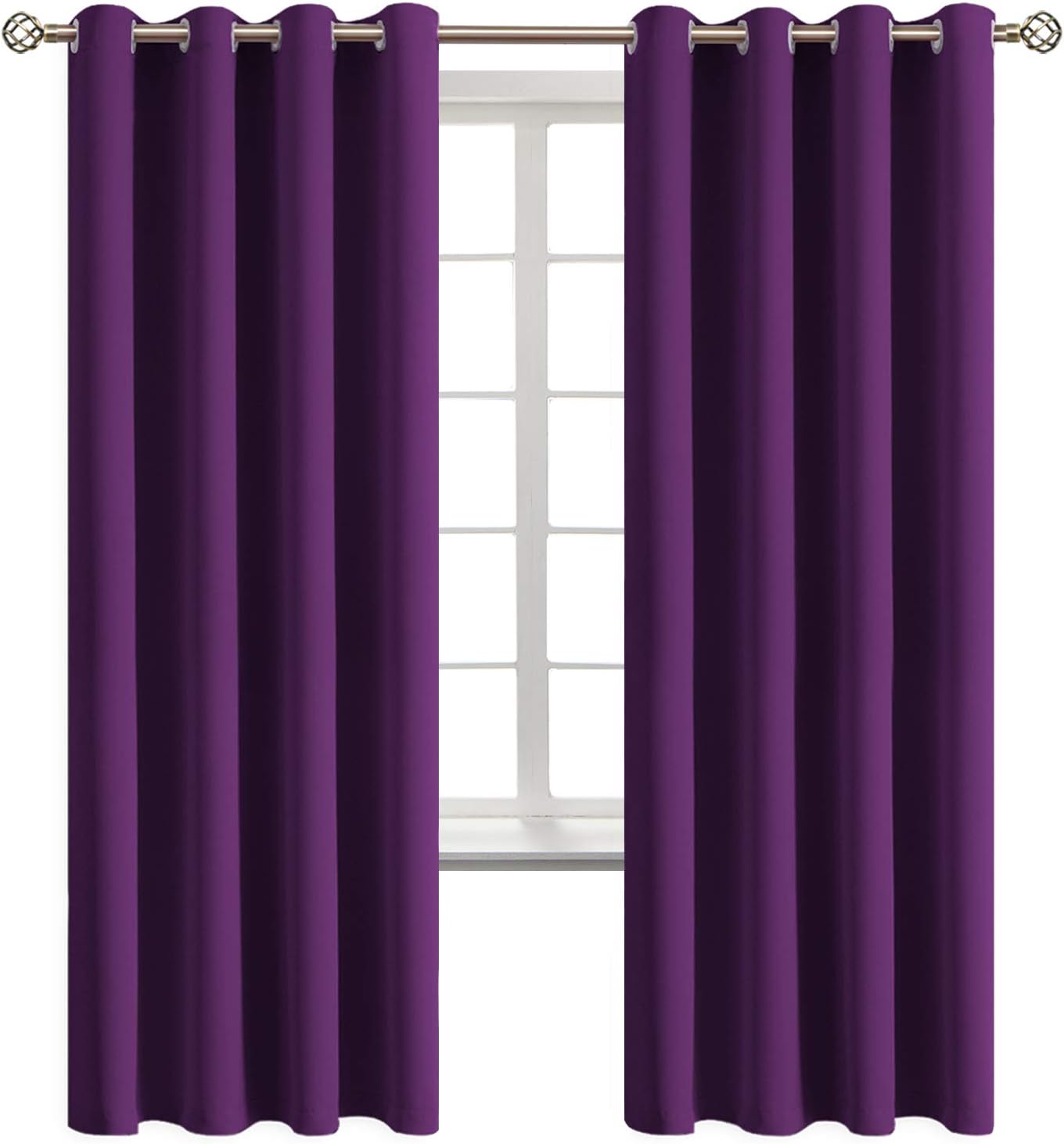 BGment Blackout Curtains for Bedroom - Grommet Thermal Insulated Room Darkening Curtains for Living Room, Set of 2 Panels (52 x 72 Inch, Pu…