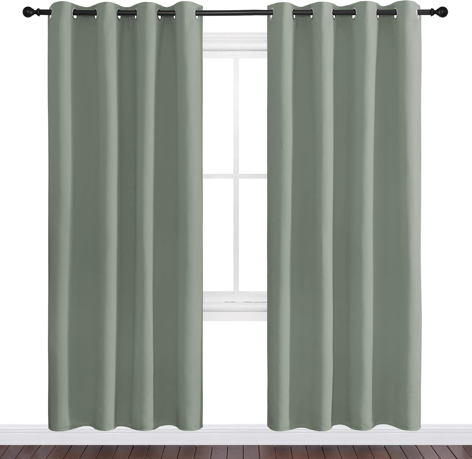 Nicetown Greyish Green Blackout Curtains 78" Long for Office, Dining Room, Guest Room, Sound Reducing Heat and Cold Block Curtain Panels fo…