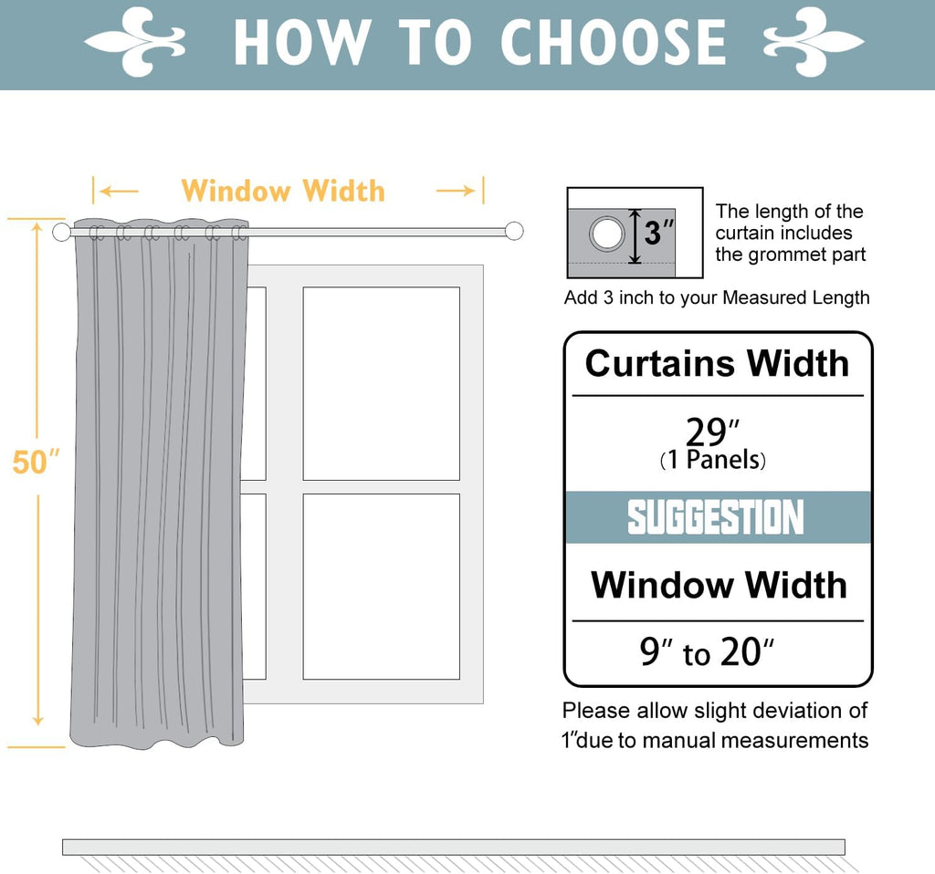 ChrisDowa Small Window Curtains 50 inches Long for Bedroom - Grommet Short Thermal Insulated Room Darkening Curtains for Kitchen (1 Panel,…