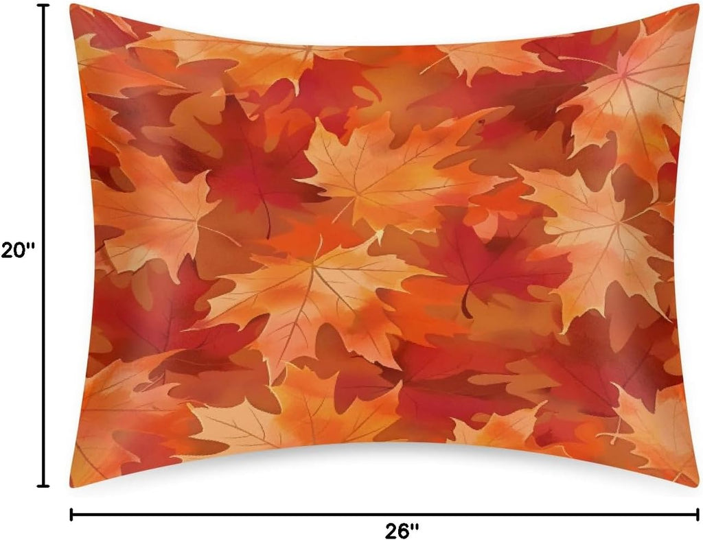 Autumn Maple Fall Satin Silk Pillowcase for Hair and Skin Pillow Cases Standard Size Soft Silk Pillow Case with Envelope Closure Print…