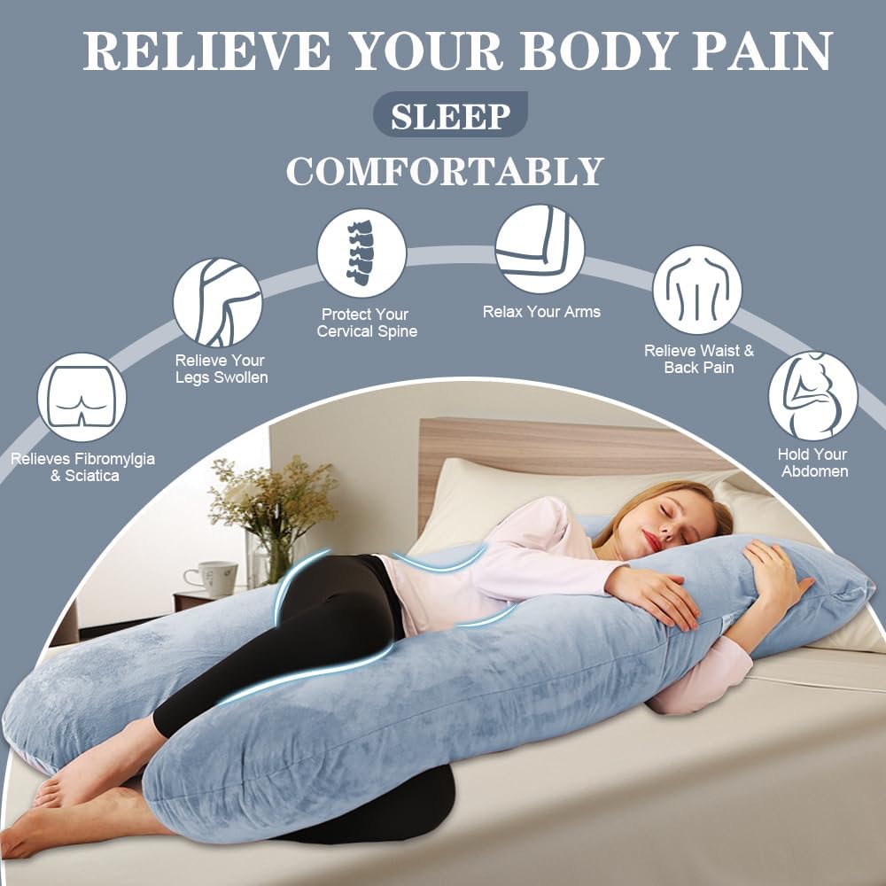 Chilling Home Pregnancy Pillows - U Shaped Maternity Pillow for Pregnant Women with Velvet Removable Cover - 55 inch Pregnancy Pillows…