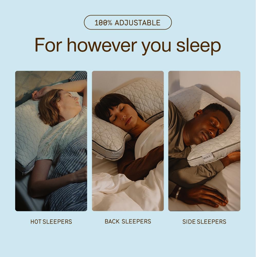 CoopSleepGoods Coop Home Goods Eden Crescent Bed Pillow for Side & Back Sleepers, Queen Size, Adjustable Medium Soft Memory Foam Pillow wit…