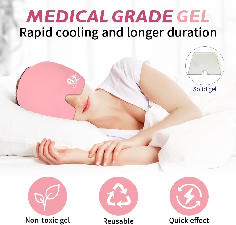 Conbella Migraine Relief Cap, Soothing Headache Ice Face Mask Products, Hot and Cold relaxation, Migraine Headache Relief Cap for…