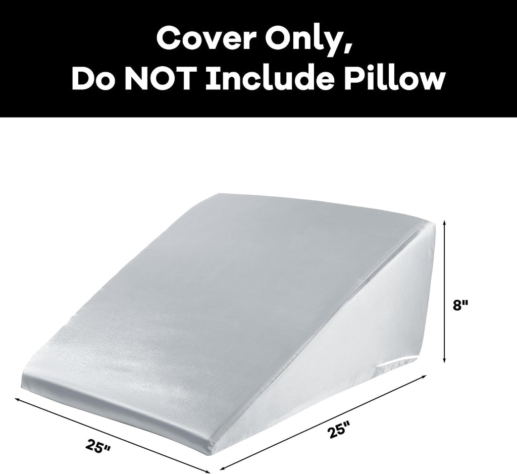 HOMBYS Satin Bed Wedge Pillow Cover Silky & Smooth Wedge Pillowcase 1 Pack 24x24x8, Soft & Breathable, Removable & Machine…