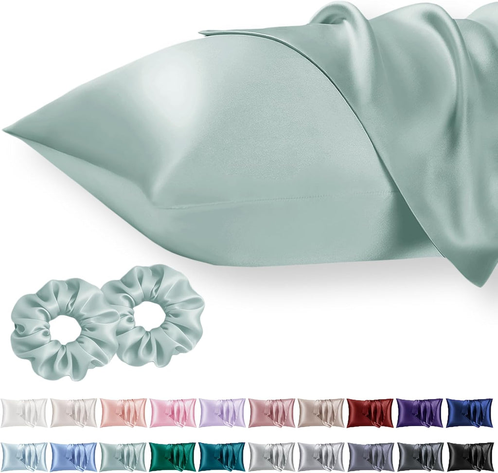 Vielit Queen Satin Pillowcase for Hair 2pc, Similar to Silk Pillow Cases, Easier comfort Than Silk Pillowcase, Gifts for Women Men, Sage…
