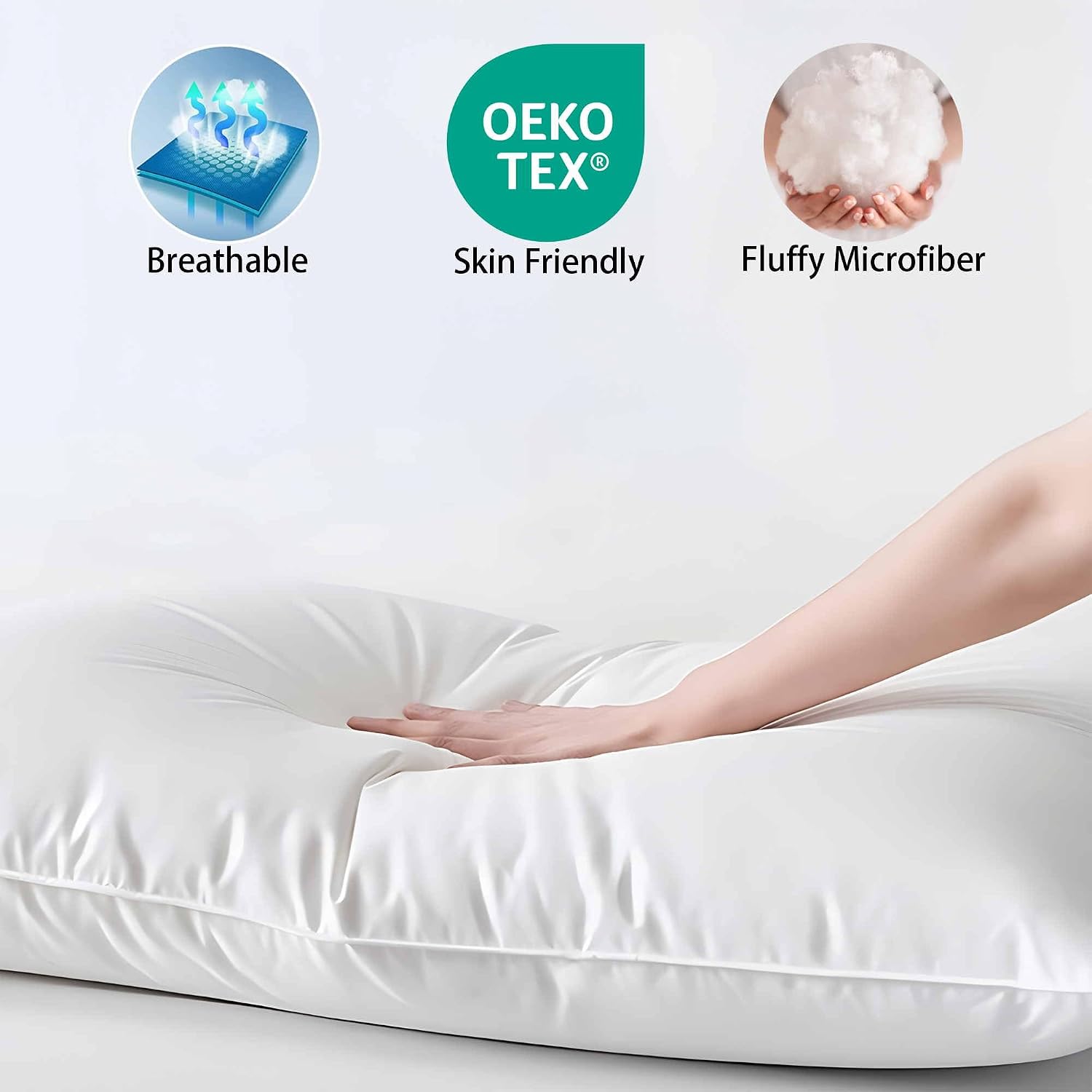 iFaon Thin Flat Ultra Soft Bed Pillows Standard Size Set of 2 Pack for Sleeping, Bed Pillow for Stomach Back and Side Sleepers, Machin…