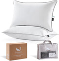 Swandream Goose Feather and Down King Pillows 2 Pack, Luxury 3-Chamber Pillows with Soft & Down-Proof Cover, Fluffy Plush Hotel Collection…