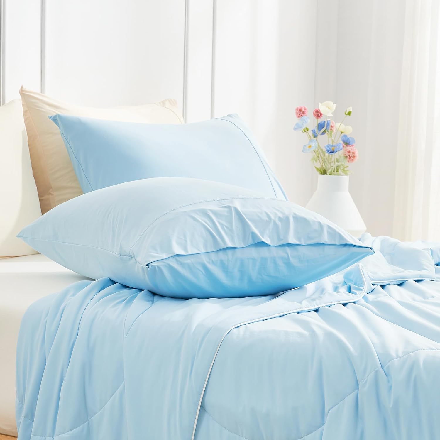 CozyBliss Cozy Bliss 2pcs Cooling Pillow Cases Set for Hot Sleepers & Night Sweats, Q-Max 0.5 Silky Wrinkle-Free Pillow Covers with Envelop…