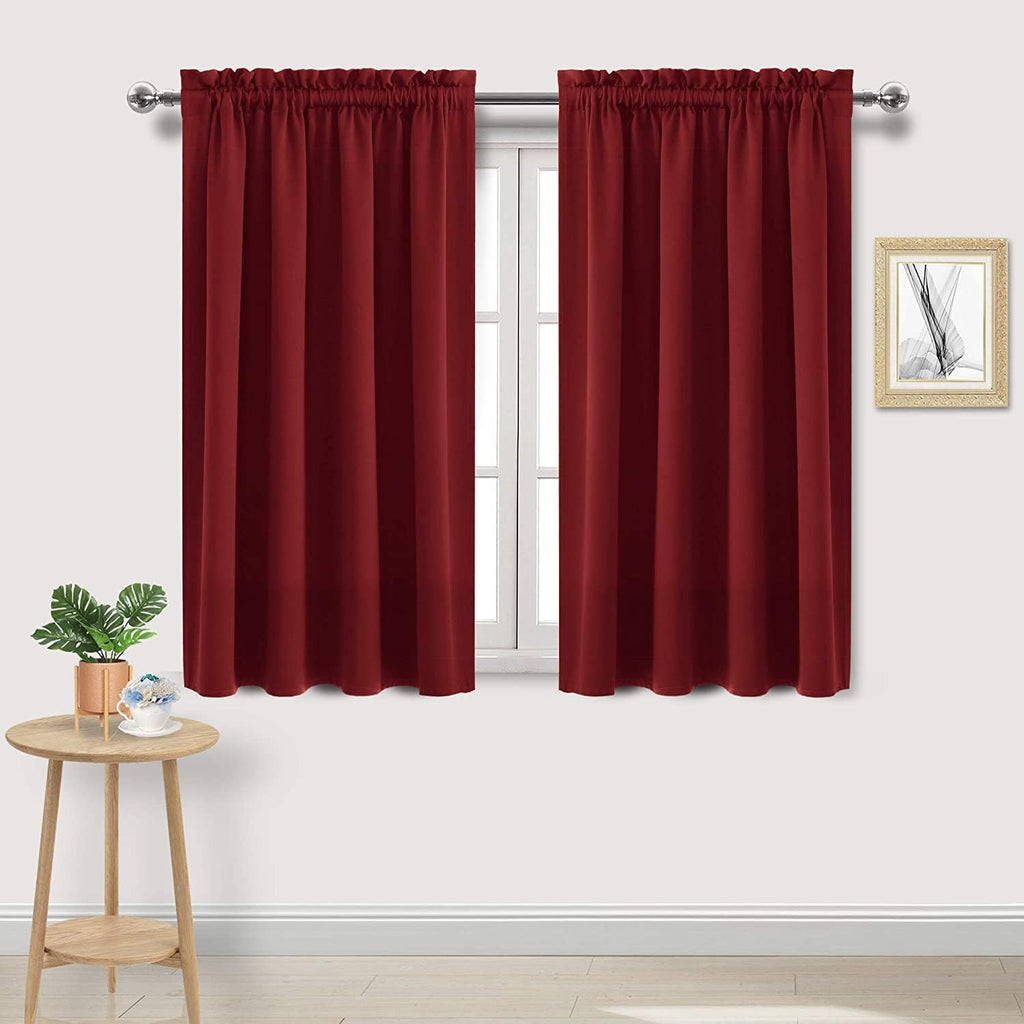 Dwcn Christmas Burgundy Room Darkening Blackout Curtains - Thermal Insulated Privacy Energy Saving Window Curtain Drapes 42 x 45 inch Lengt…