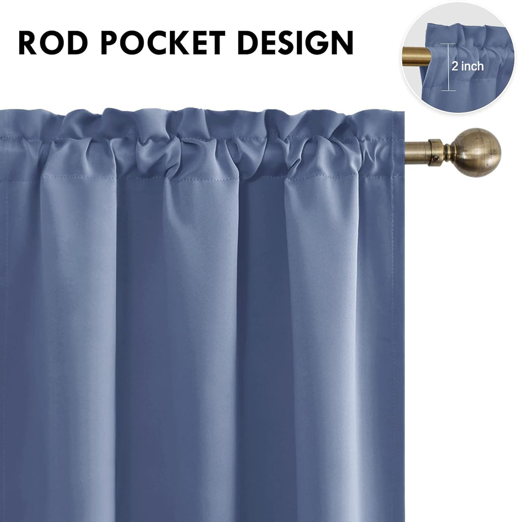 DWCN Blackout Curtains – Thermal Insulated, Energy Saving & Noise Reducing Bedroom and Living Room Curtains, Dusty Blue, W 42x L 54 Inch…