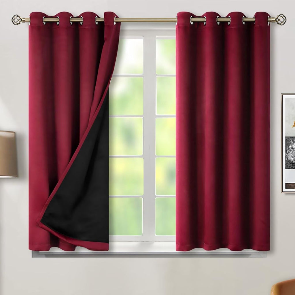 BGment Short 100% Blackout Curtains for Bedroom, Thermal Insulated Lined Energy Efficiency Noise Reducing Grommet Curtains 54 Inch Length f…
