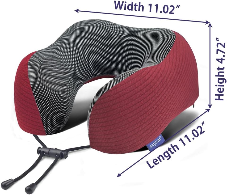 napfun Neck Pillow for Travel with Travel Pouch, Sleep Mask & Earplugs, Memory Foam Airplane Pillow for Headrest Sleep with Eyeshades…