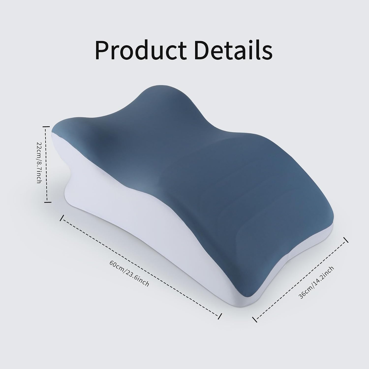 YouBath Reading Prone, Ergonomic Back Support Pillow for Bed Sitting Up Prone Pillow Face Down Sleep, Resting, Relaxing Back, Blue Blue