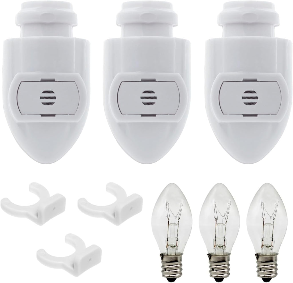Creative Hobbies White Auto On Sensor Plug in Night Light Module Includes 3 Bulbs and 3 Plastic Clips, Great for Making Your Own…