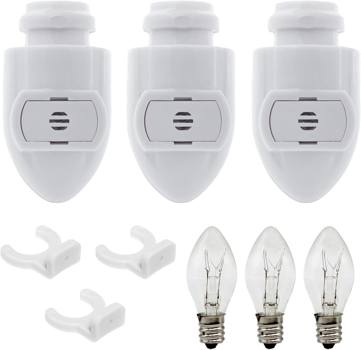 Creative Hobbies White Auto On Sensor Plug in Night Light Module Includes 3 Bulbs and 3 Plastic Clips, Great for Making Your Own…