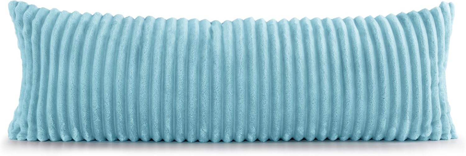 Bedelite Fluffy Faux Fur Body Pillow Cover with Zipper, Luxury Plush 3D Striped Pillow Cover 20x54 Inches, Super Soft and Cozy Long Body Pi…