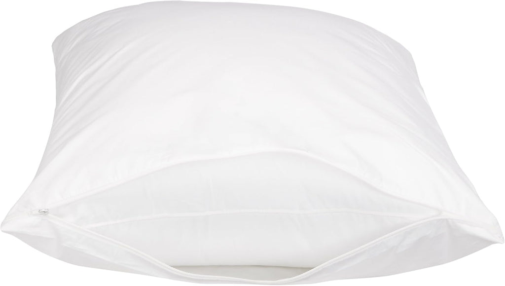 Amazon Basics Standard Breathable 100% Cotton Hypoallergenic Pillow Protector with Zipper, Machine Washable, White, 27 x 21 Inches…