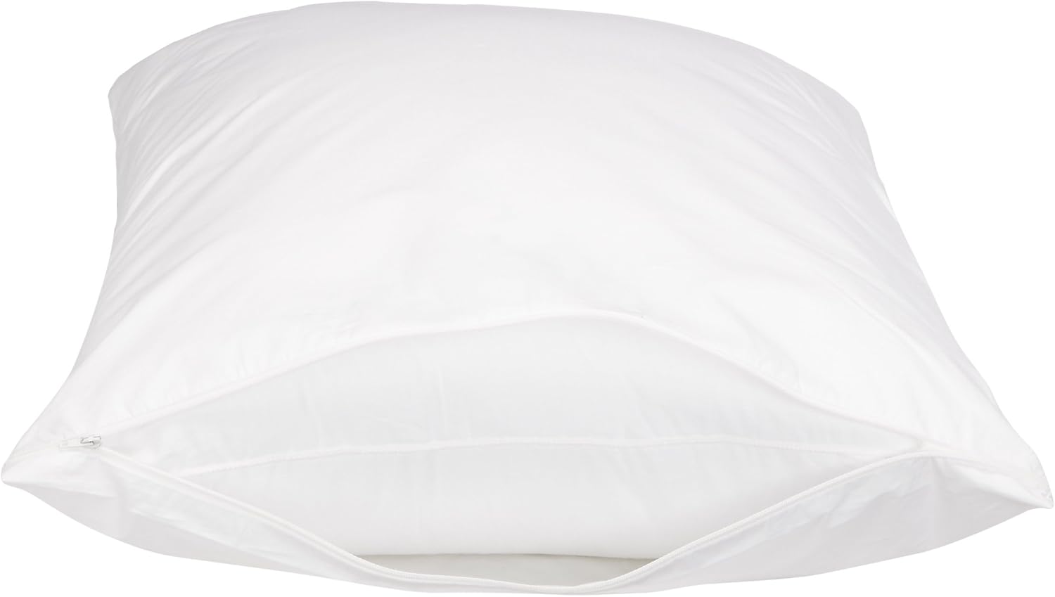 Amazon Basics Standard Breathable 100% Cotton Hypoallergenic Pillow Protector with Zipper, Machine Washable, White, 27 x 21 Inches…