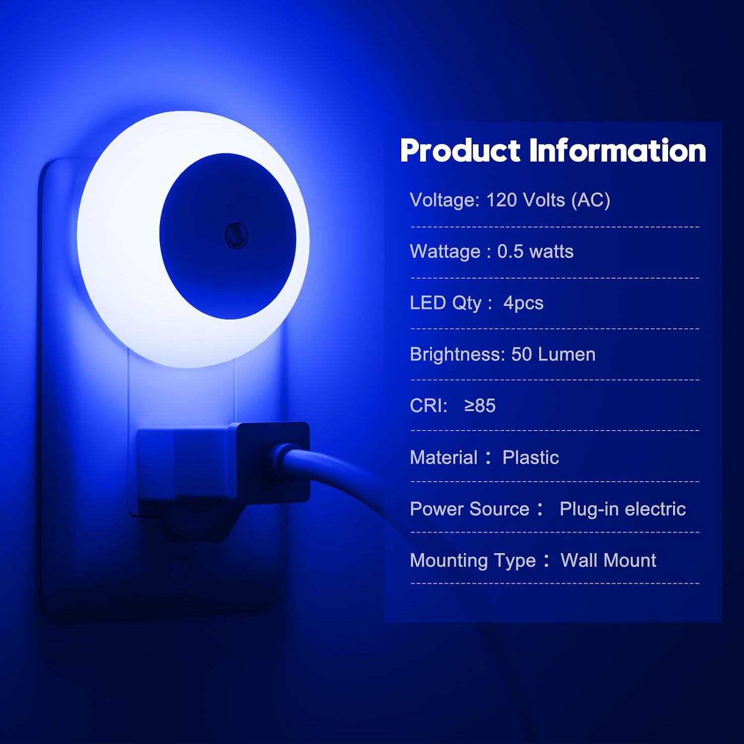 fesnne Night Light, Night Lights Plug into Wall, Dusk to Dawn Sensor, Blue Led Night Light 0.5W, 2 Pack Nightlight for Adults, Bedroom…