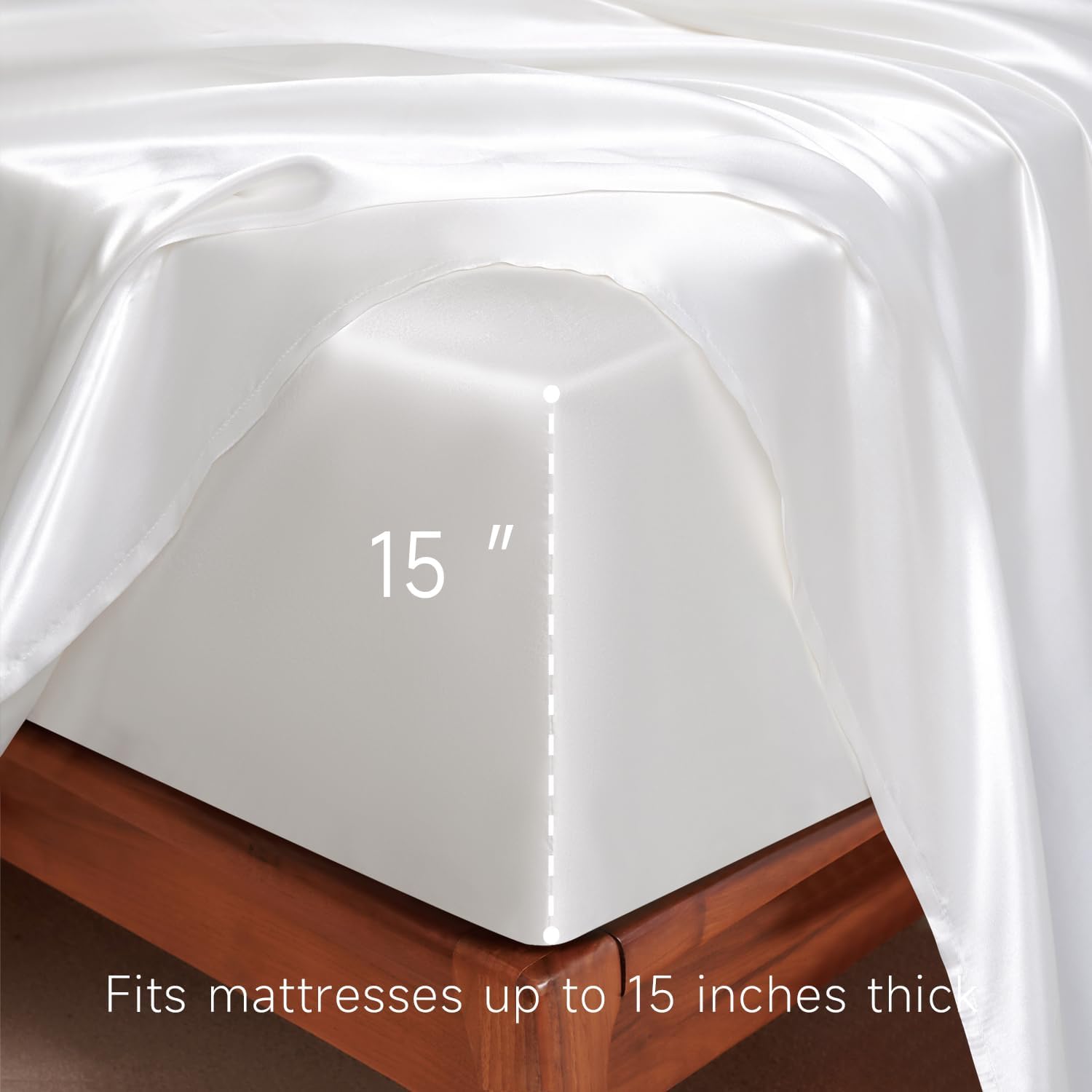 Golal Satin Sheets California King Size - 4 Pieces Luxury Silky Soft Bed Sheets, Wrinkle-Free White Satin Silk Sheet Set with 1 Deep Pocket…